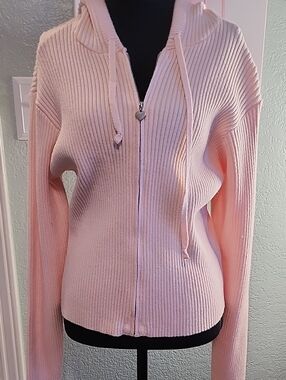 Celebrity Pink Light Pink Ribbed Zip-Up Hoodie Cardigan